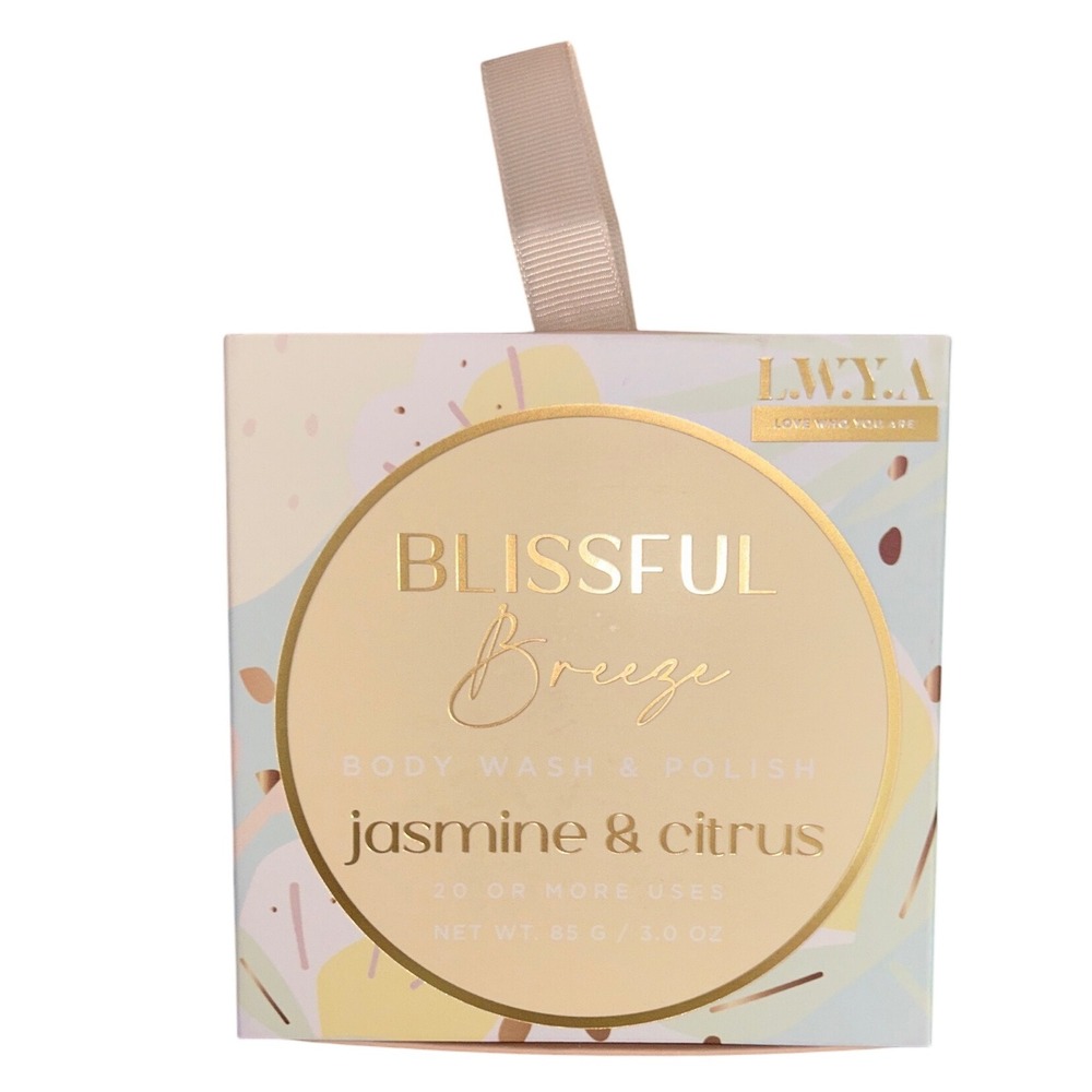 LWYA Blissful Breeze Jasmine & Citrus Body Wash‎ & Polish Sponge New